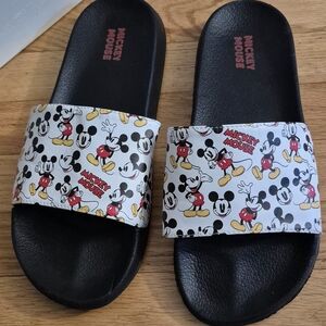 Disney Adult XL Mickey Mouse Slide Sandals - Black and White